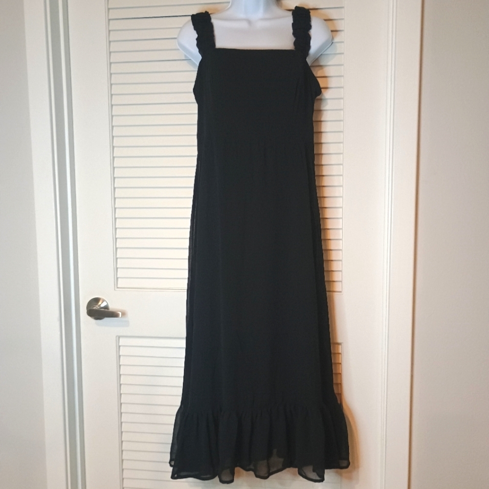52seven Elegant Sleeveless Black Sheer Maxi Dress Size 8
